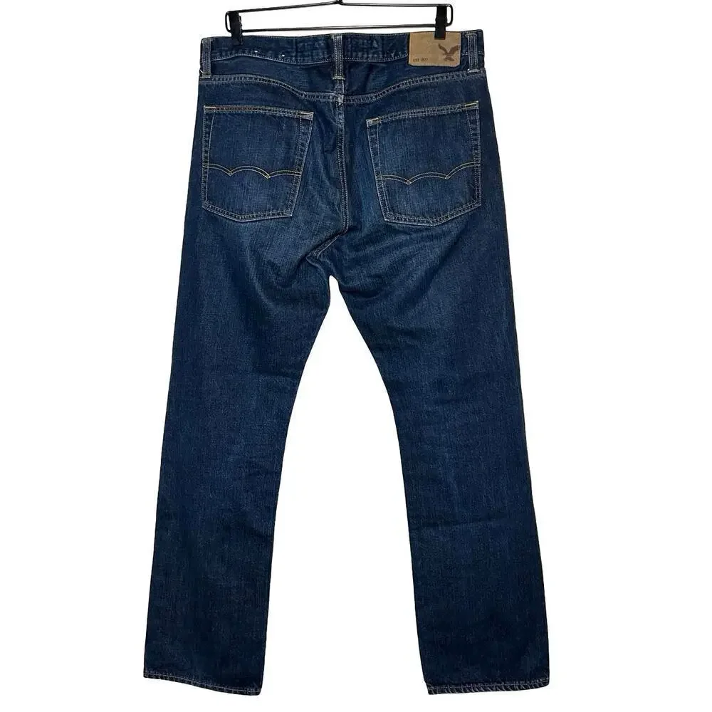 American Eagle Outfitters Men’s Slim Straight Jeans Dark Indigo Size 34X32